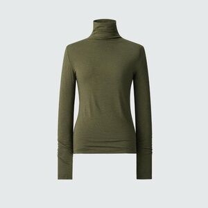 HEATTECH Cashmere Blend T-Shirt | Extra Warm | Turtleneck (Size M, Olive color)